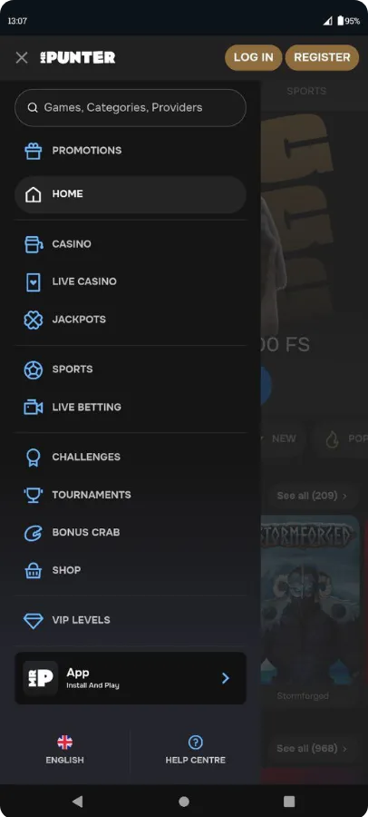 Main Menu Mr Punter
