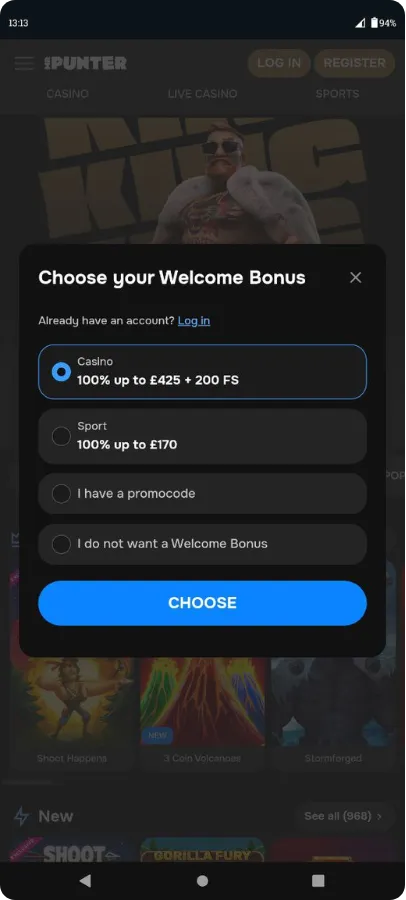 Mr Punter Account Registration