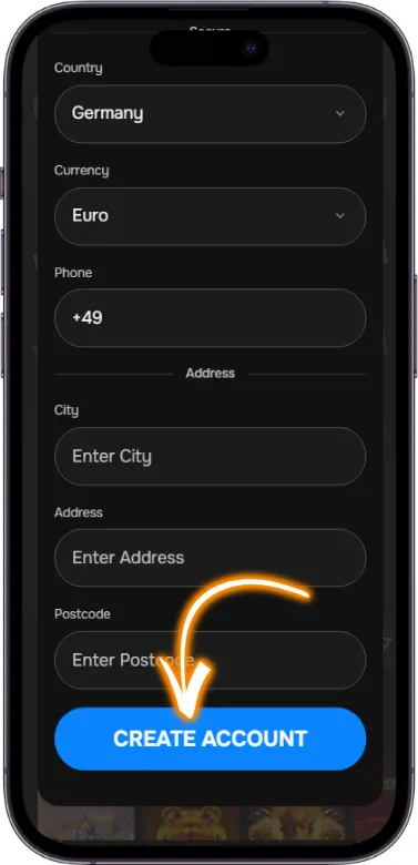Click Create Account Button