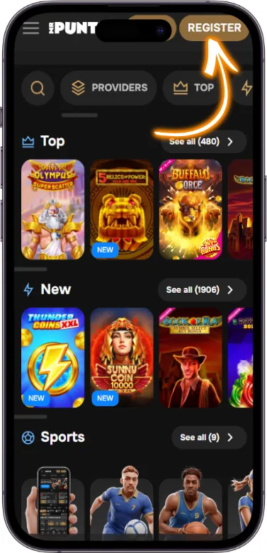 MrPunter click register button