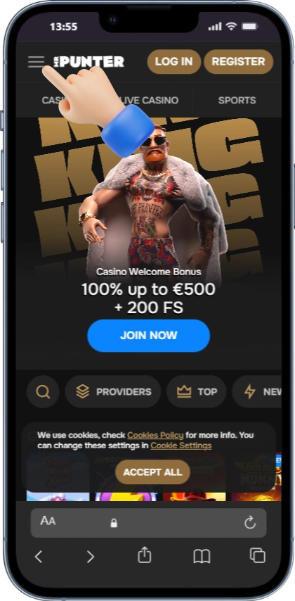 Mr Punter iOS menu